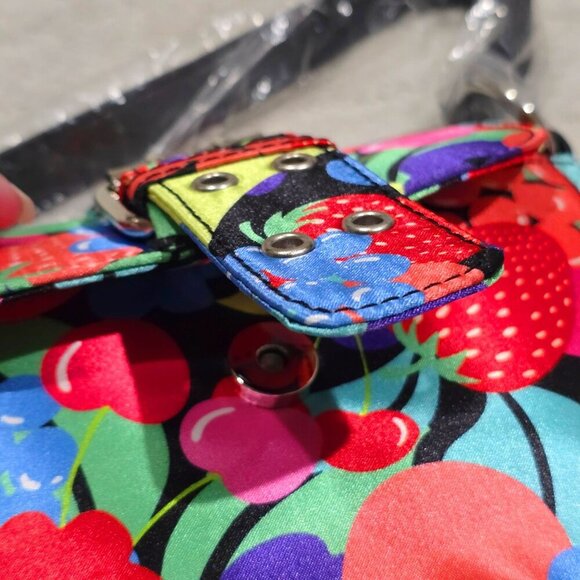 Current Mood Fruit Print Shoulder Bag–Red Black Y2K Graphic Purse Silver Buckle - Picture 6 of 13